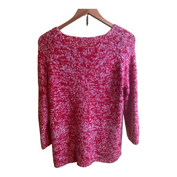 Chaus & Co Womens Sweater Large Red Crew Neck Pullover Knit Cottagecore Preppy - Picture 4 of 9